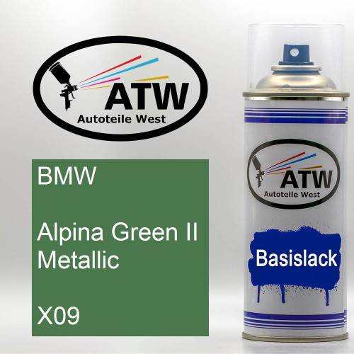 BMW, Alpina Green II Metallic, X09: 400ml Sprühdose, von ATW Autoteile West.